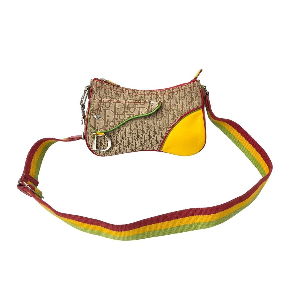 Christian Dior Rasta Trotter Saddle Shoulder Bag Brown